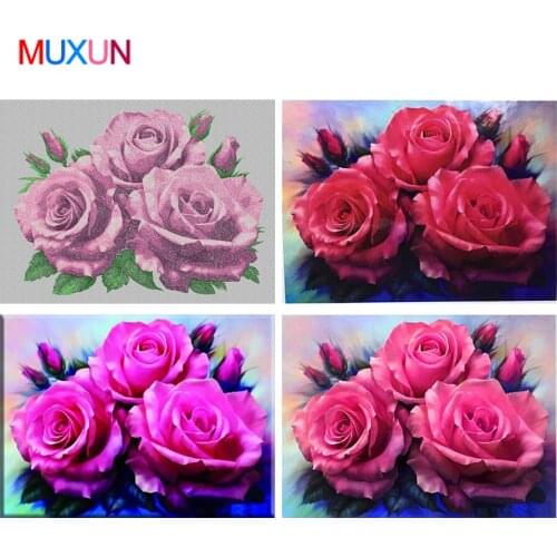 Muxun Full Diamond Embroidery Flower Rose 5D Diamond Painting,Cross Stitch 5D Diamond Mosaic Needlework Crafts Christmas Rp564