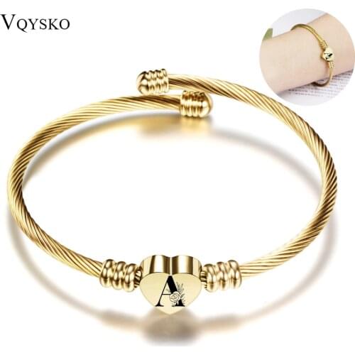 Fashion Gold Color Personalize 26 Letter Bracelet Bangle for Women Adjustable Custom Initial Cuff Bracelets Femme Jewelry Gift