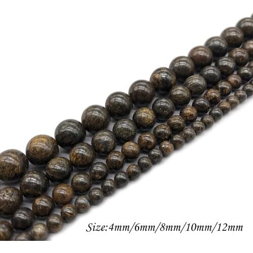 Natural Stone Black Gold Unakite Stone Round Loose Charm BeadsFitMulti-purpose Jewelry Making 4 6 8 10 12MMPick Size J293