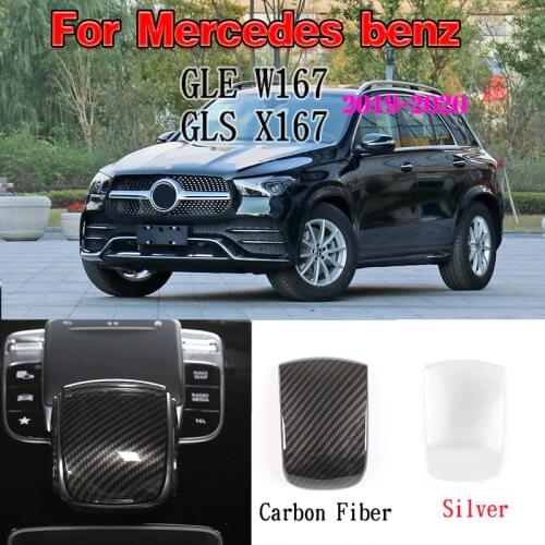 ABS Chrome/Carbon Fiber Central Control Armrest Decorative Cover Trim For Mercedes Benz GLE GLS Class W167 X167 350 450 2019-20