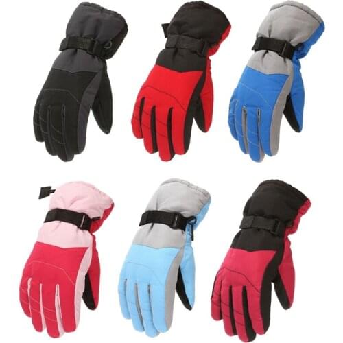Kids Children Winter Thicken Warm Mountain Snowboard Ski Gloves Windproof Waterproof Full Finger Mittens for Outdoor Sports