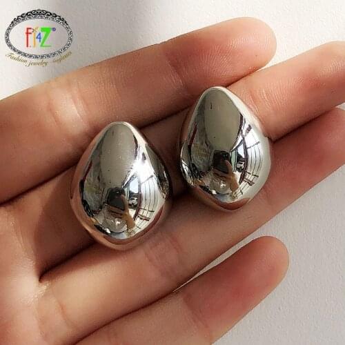F.J4Z New Women Punk Stud Earrings Simplicity Glossy Top Waterdrop Earrings Lady Alloy Jewellry oorbellen voor vrouwen