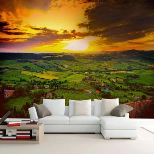 Custom 3D Mural Wallpaper Sunset Countryside Landscape Oil Painting Wall Paper Scenery For Walls Living Room TV Sofa Home Decor