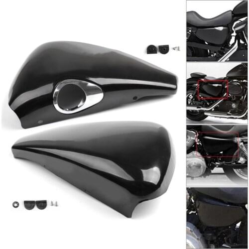 Motorcycle Glossy Black Left Right Side Battery Cover For Sportster XL 1200 883 Forty Eight Iron 883 2014-2018