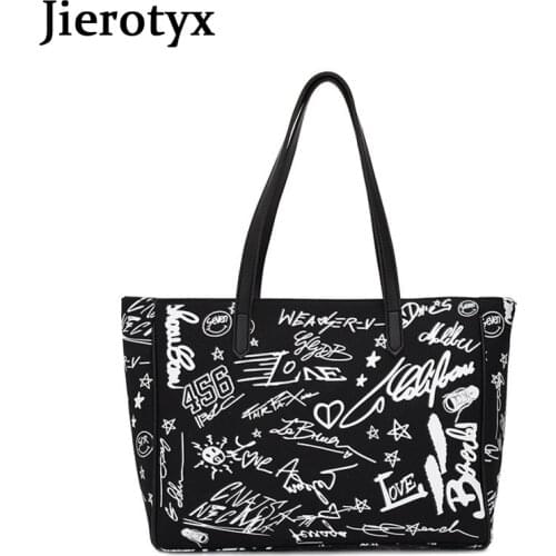 JIEROTYX High Quality Exquisite Fashion Handbags For Women Designer Gothic Print Shoulder Bag Messenger Handbags 2020 New