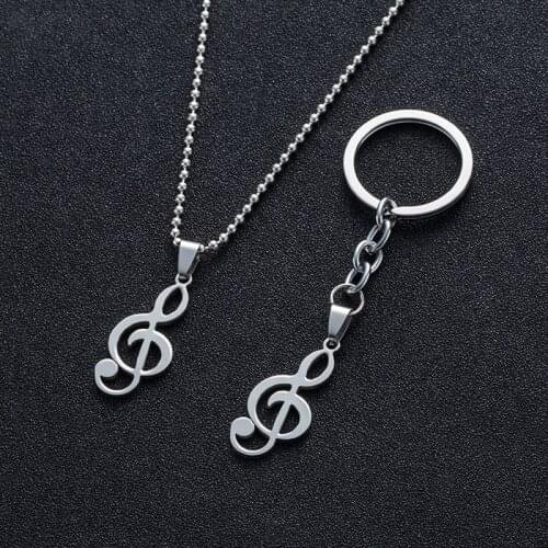 Creative music symbol note Necklace stainless steel hip hop jewelry titanium steel pendant