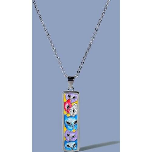 Creative 925 Sterling Silver Ladies Necklace Cute Cat Unique Pendant Handmade Enamel Ladies Fashion Jewelry Sweater Chain