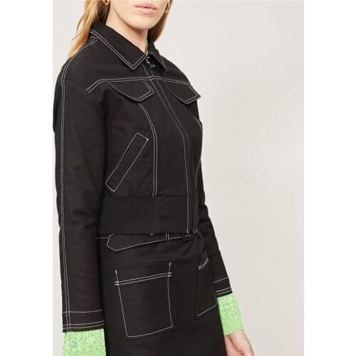 France style new sewing thread fashion denim jackets female wild short paragraph casual slim slim womens denim jacket wq2148