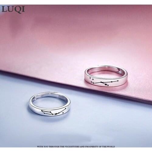 Fashionable Couple S925 Silver Plated Platinum Cowherd and Weaver Girl Horoscope Design Rings Love Anniversary Gift J63