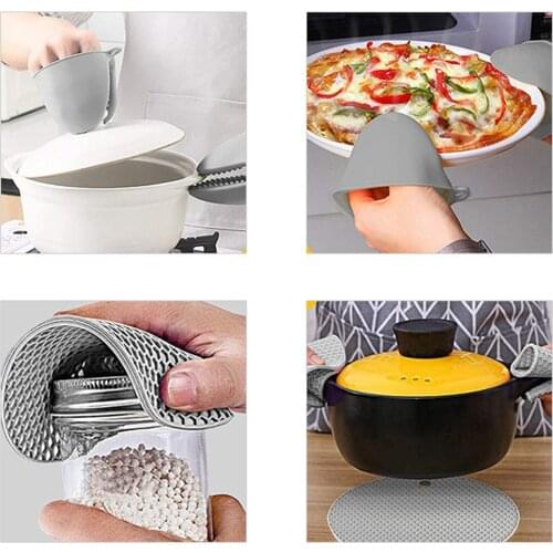 Oven Mitts and Pot Holders Set Hot Pads Potholders Heat Resistance Silicone Flexibility of Pure Cotton and Lining