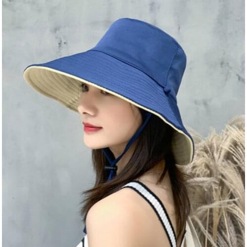 2019 new fashion casual trend holiday fisherman hat female summer double-faced face anti-UV hat big sun hat visor