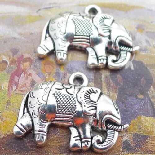 Newest 6Pieces 21*28mm Mixed Alloy Antique Silver Color Elephant Tibetan Charms Pendant Accessory For DIY Jewelry Making