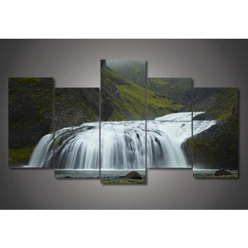 New 5 Pieces/sets Canvas Art Canvas Paintings HD Iceland Waterfall Green Decorations For Home Wall Art Prints Canvas\C-912