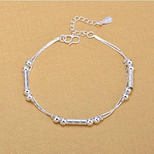 Silver Anklets 925 Fashion Silver Jewelry Chain Anklet for Women Girls Friend Foot Barefoot Leg Jewelry SLE107