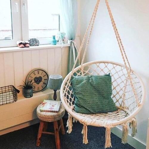 Outdoor Indoor Hanging Chair Garden Round Hammock Safety Hanging Hammock Chair Swing Rope Seat For Child