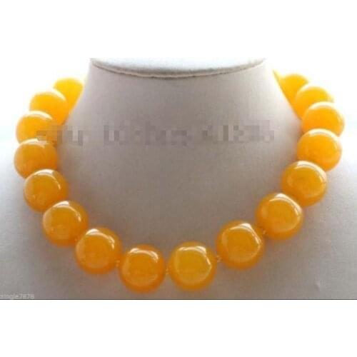 Genuine Natural 14mm Yellow Round gem Necklace 18