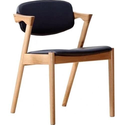 Nordic Style Simple Modern Solid Wood Dining Chair Z-shaped Chair Armchair Soft Bag Cushion Coffee Leisure Letter Chair