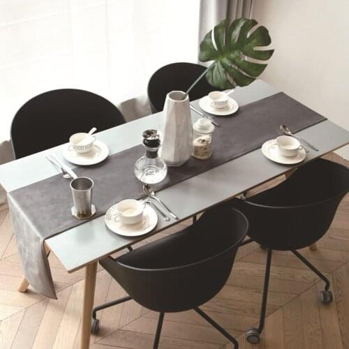Solid Color Luxury Velvet Table Runners Simple Elegant Table Decoration Black Navy Blue Green Pink Gray Table Runners