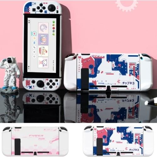 Mecha Cyber Girl Pink Case Cute Cartoon Full Cover Shell Joy-Con Controller Shell Hard Cover Box For Nintend Switch Accessories