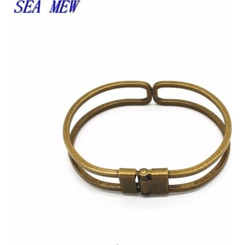 SEA MEW 10PCS 66.5*52mm Bangle Base Brass Antique Bronze Plated Bracelet Blank Setting For Jewelry Making