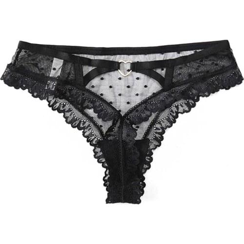 Sexy seamless heart bandage T-pants thong hot temptation triangle low-rise lady underwear lace cotton crotch Mesh Panties sweet