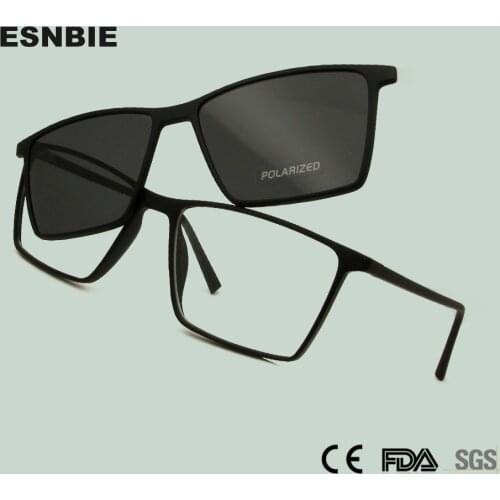 TR90 Ultralight Square Polarized Sun Glasses For Men Prescription Eyeglasses Frame Myopia Magnet Clip On Sunglasses Women UV400