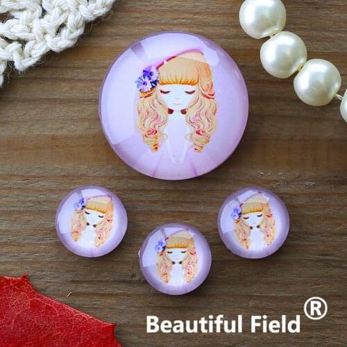 12mm 25mm 14mm 16mm 18mm 20mm Photo Glass Cabochons Round Cameo Set Handmade Settings Stone Girl QPP15