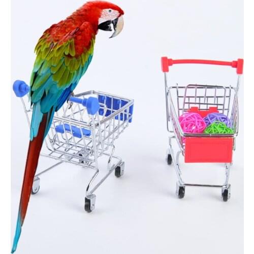 Mini Supermarket Shopping Cart Trolley Bird Parrot Hamster Fun Smart Toy Suitable Macaw Parrot Love Bird Finch Bird