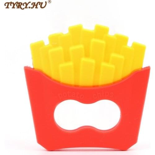 TYRY.HU 1PC Funny Potato Chips Baby Teether Food Grade French Fries BPA free Silicone Teething Beads Baby Rattles Nursing Tools