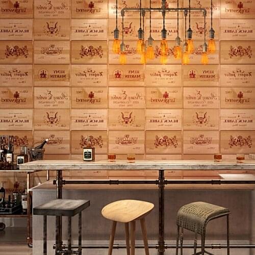Vintage Wood Board Bar Wallpapers 3d Waterproof Restaurant Wall Decoration Art Retro Backdrop Wallpapers Roll Home Decor GM027