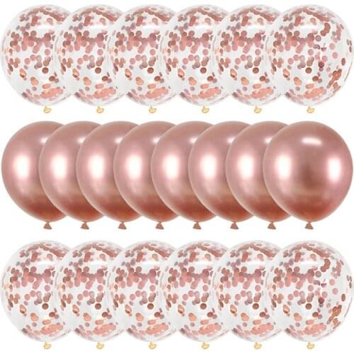 20pcs Rose Gold Balloons Set 12inch Birthday Confetti Ballon Metallic Chrome Globos for Valentines Day Wedding Decorations