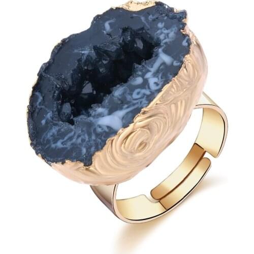 Dayoff 1PC Irregular Hollow Resin Rings Women Jewelry Adjustable Ring Female Gold Engagement Ring Open Vintage Rings R109