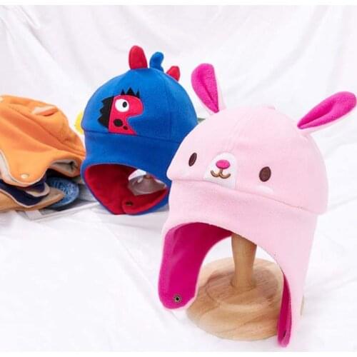 Doitbest 2 to 8 Years old Winter bomber hat for kids beanies Cartoon animal warm Child knit hats kid girls Earflap Caps