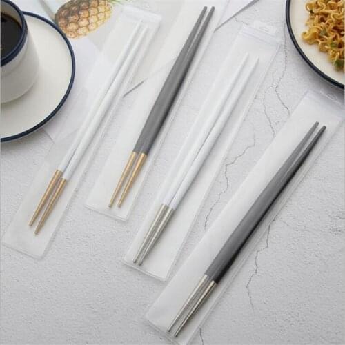 1 Pair Luxury 304 Stainless Steel Square Chopsticks Titanium Gold Rose Sushi Colorful Chinese Japanese Chopsticks
