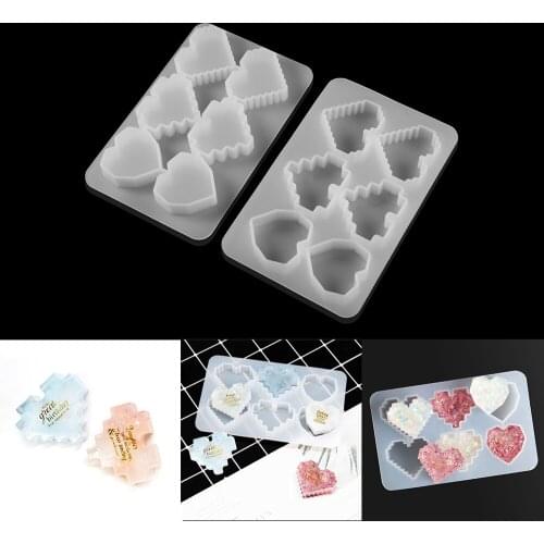 1pcs Love Silicone Mold UV Epoxy Resin Pixel Style Mould For DIY Resin Casting Crafts Birthday Cake Decorations Making Tools