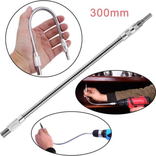 HOEN 1pc 300mm Long 1/4" Hex Flexible Hose Adjustable Power Drill Tool Universal Angle Socket Driver Turning Connecting
