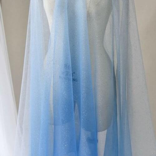 1yard/Lot Bronzing Powder Gradient Color Lace Fabric Mesh Net Purple Blue Fade Color Diy Dress Material