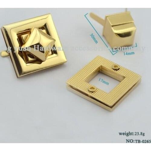 10 PCS/lot) metal plating processing leather handbags fine square rotary twist lock decorative accessories
