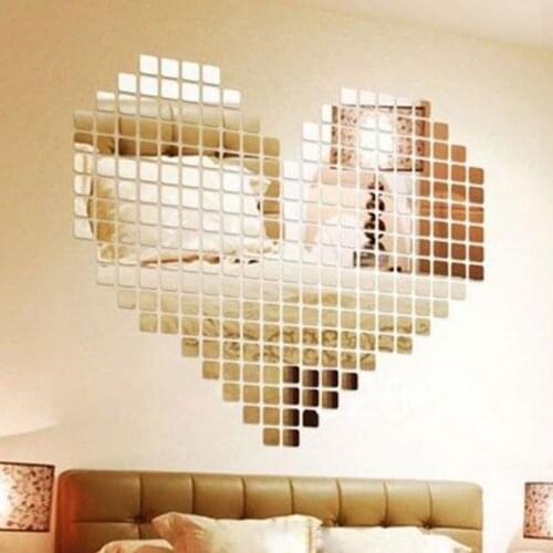 100 Pieces Mirror Tile Popular DIY Wall Paper 3D Decal Mosaic House Home Room Decoration Stick For Modern Rooms Drop Shipping
