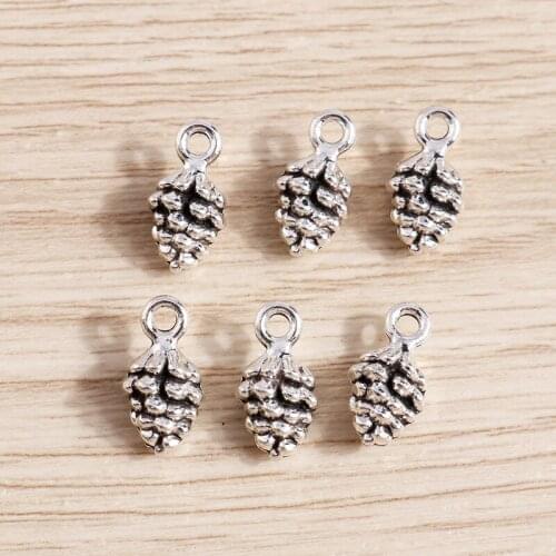 30pcs 13*7mm Alloy Charms Vintage Silver Color Pine Cone Charms Pendants for Jewelry Making Earrings Necklaces DIY Crafts Supply