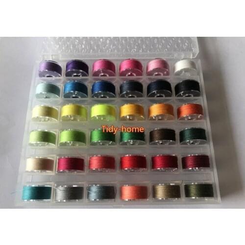 36pcs Colorful Thread Bobbin Sewing Spools Prewound Bobbins Thread Sewing Machine Bobbins Box Hand Sewing Threads