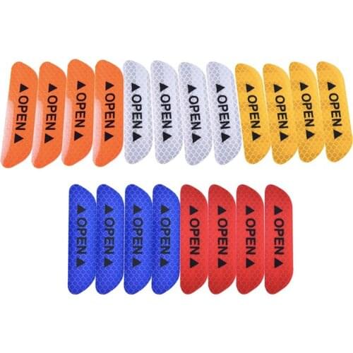 4Pcs/Set Car OPEN Reflective Tape Warning Mark Reflective Open Notice Bicycle Accessories Exterior Car Door Stickers