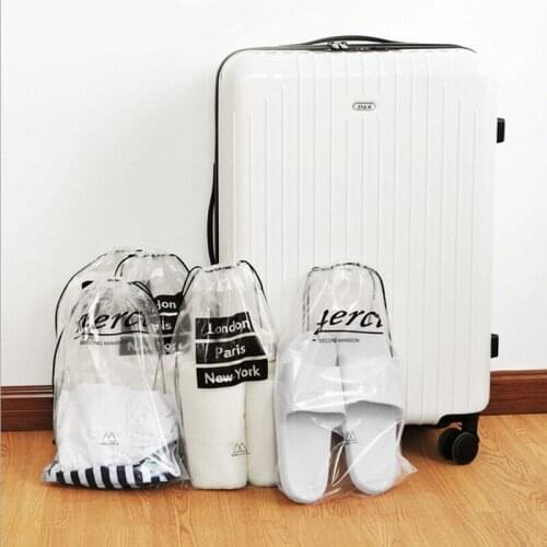 5pcs Travel Transparent Bags Clothes Luggage Organizer Waterproof Shoes bags Woman Beauty cosmetic bag Luggage Girl Weekend Bag