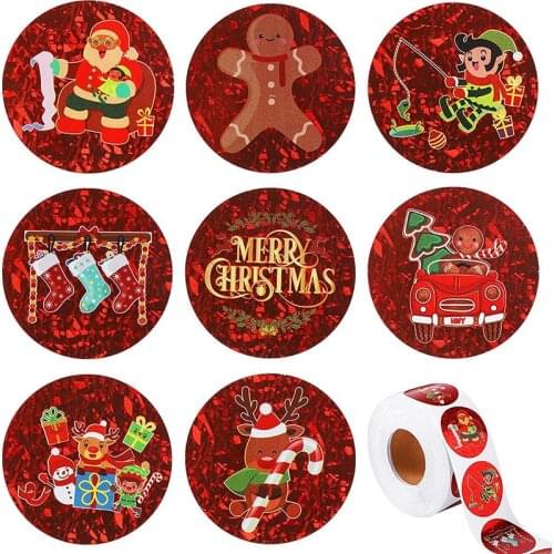 500PCS Merry Christmas Label Stickers 2022 New Red Christmas Stickers Package Sealing Labels For Seals Gift Package Decoration