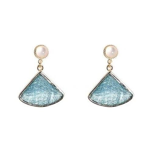 925 Silver Needle Gold-Plated Handmade Fan-Shaped Elegant Wedding Charming Drop Earrings Jewelry for Women Gift 2021 New