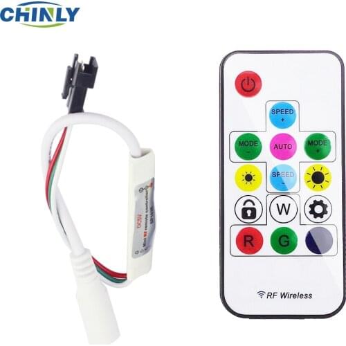 DC5V/12V 14key Mini-RF wireless remote controller for led strip WS2811/WS2812B/WS2813,can control 2048pixel,300 kinds mode