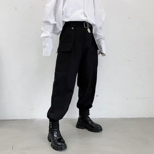 2021 Japan Streetwear Punk Gothic Casual Pant Male Vintage Hip Hop Pocket Harem Trousers Stage Clothing Kimono Pant