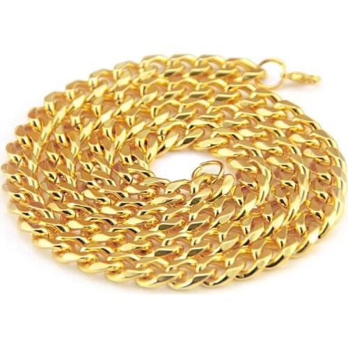 2021 Fast Selling Popular European And American Smooth Miami Chain Personality Mens Hip-hop Cuban Gold Necklace
