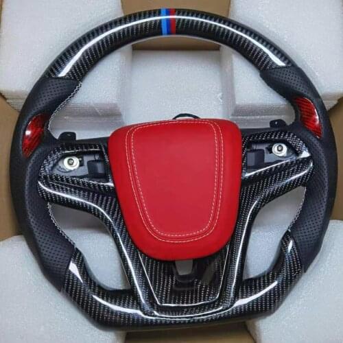 Alcantara Cover Gloss Carbon Fiber Steering Wheel Perforated Leather compatible for Chevrolet Malibu 2016-2020 with Paddle Shift