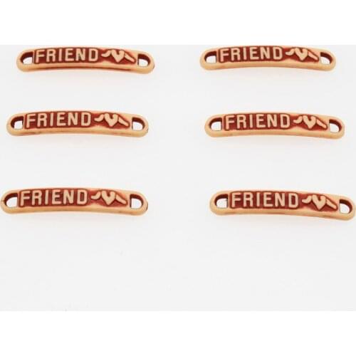 CHONGAI 50Pcs "FRIEND" LOVE Strip Acrylic Beads Imitation wood colors For Jewelry Making DIY Bracelet Making 7x38mm